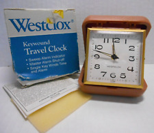 Westclox Folding Pocket Keywound Travel Alarm Clock 44500 Tan Luminous New w/Box picture