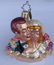 Radko Glass Ornament No Love Like Ours Bride And Groom Heads With Flowers picture