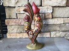 Vintage Rooster Figurine Large Hand Painted Ceramic Figure Signed Retro 1978 MCM picture