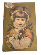 Maison Demorest Patterns Victorian Girl Pansy Advertising Trade Card Warren PA picture