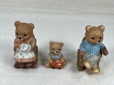 Homco Porcelain Bear Figurines #1470 Mom & Dad in Rocking Chairs, Child with Toy picture