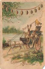 c1910 Sheep Pull Carriage Rabbit Driver Chick Germany Fantasy Easter  P48 picture