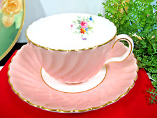 ANTIQUE Mintons tea cup and saucer pink and floral teacup ribbed England picture
