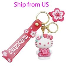 Hello Kitty Keychain Pink Sakura Charm 3D Figure Hello Kitty SHIP FROM US picture