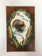 c. 1913 Thanksgiving Greeting Postcard Turkey Corn  picture