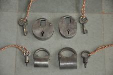 4 Pc Vintage Engraved Iron Handcarfted Different Shape Padlocks picture