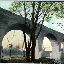 c1910s Decatur, IL New Wabash Railroad RR Bridge Largest Concrete Teich ILL A219 picture