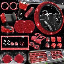 NBTEPEM 27 PCs Red Bling Car Accessories Set for Women, Bling Steering Wheel ... picture