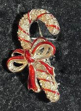SIGNED SWAROVSKI CRYSTAL CANDY CANE~PIN~BROOCH NEW IN BOX picture