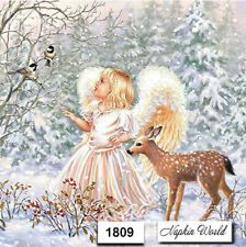 (1809) TWO Individual Paper LUNCHEON Decoupage Napkins - WINTER ANGEL CHRISTMAS picture