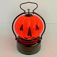 Vintage 1960s Battery Operated Pumpkin Halloween Jack O Lantern Glass / Metal picture