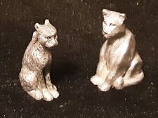 Pair of Vintage Pewter Big Cats, Lioness & Cheetah, 1996 picture