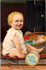 Clarks ONT Standard Thread Baby With Sewing Basket NO BORDER Victorian Tade Card picture