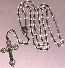 GORGEOUS RARE VINTAGE AP STERLING & CRYSTAL BEADED CATHOLIC ROSARY picture