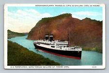 Pennsylvania going through Gaillard cut Panama Canal postcard picture