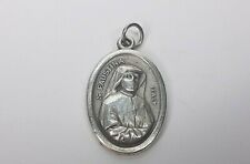 St. Faustina Divine Mercy Silver Tone Religious Oval 3/4