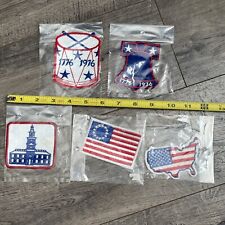 New Vintage USA Bicentennial Patriotic Patches Flag America Liberty Bell 1976 picture