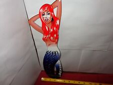15 x 4 in DUNLOP TIRE SEXY RED HEAD MERMAID- CAR- AUTO SIGN DIE CUT METAL #Z 258 picture
