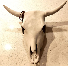 plaster STEER/BULL HEAD SKULL w HORNS wall Decor Vintage 22 in x 17 in realistic picture