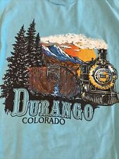 Blue Durango Colorado Single Stitch Mens Size Large Blue T Shirt VTG Train- picture