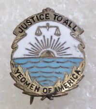 Antique Yeomen of America Fraternal Society Member Pin - Justice to All picture