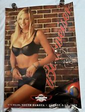 2001 STURGIS MOTORCYCLE RALLY BUDWEISER BEER Poster 19x27” Man Cave Model Girl picture