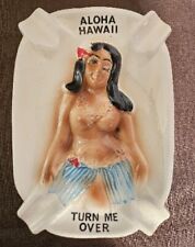 Vintage Ashtray Double Sided Risque Woman Aloha Hawaii picture