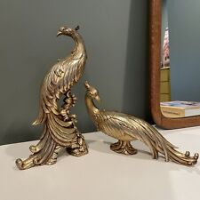 Pair Of Gold Gilt Syroco Pheasant Peacock Hollywood Regency VTG 50’s Figures picture