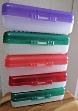 Lot of 5 SpaceMaker Retro Plastic Pencil Boxes Mixed Colors Stackable picture