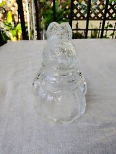Vintage Textured Clear Glass Mrs. Bunny Rabbit Shaped Candy Jar picture