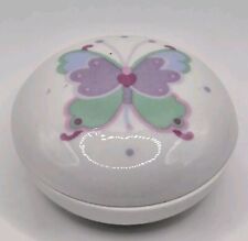 Vintage Butterfly Covered Trinket Ring Dish Pastels Handpainted picture