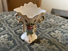 Vintage Wesley China Old Paris Style Hand Painted Vase With Gold Trim 3” picture