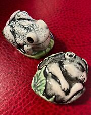 Two Small High Quality Porcelain UK Figurines, Sleeping Mouse & Frog 1.75”Each. picture
