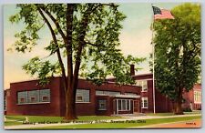 Newton Falls Ohio~Center Street Elementary School & Library~1951 Linen Postcard picture