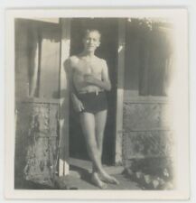 Vintage Male Physique Photo 1930's Young Man wearing Swimwear Swimsuit Gay Int picture