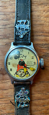 Vintage DISNEY 1934 Ingersoll Mickey Mouse Watch Black Leather Band picture