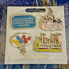 Disney Parks Trading Pin 4pc Lot Home Balloons Entrance Flags Banner Plaque New picture