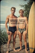 Posing with Surfboard Two Men Bulge Print 4x6 Gay Interest Photo #178 picture