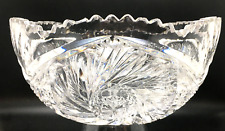 Antique American Brilliant Period Cut Crystal Bowl Sawtooth Edge Whirling Star picture