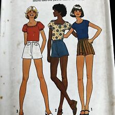 vintage 1970s Simplicity 7547 One Yard Top  + Shorts Sewing Pattern 9/10 XXS CUT picture