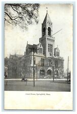 c1905 Court House Street View Springfield Massachusetts MA Fancy Cancel Postcard picture
