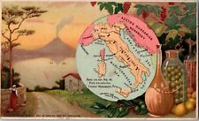 1880s Arbuckle Coffee New York Trade Card Advertising Mt. Vesuvius Map Italy picture