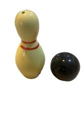 VTG Ceramic  Bowling Pin and Ball Salt & Pepper Shakers Set Japan picture