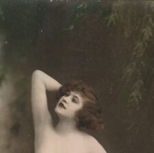 French Woman, Full Au Naturel - Vintage Color Tinted Photo Postcard picture