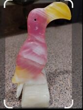 Onyx Carved Stone Marble Toucan Figurine Pink Colors  picture