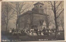1908    KENNEY  IL Illinois    Public SCHOOL    Real Photo RPPC Postcard picture