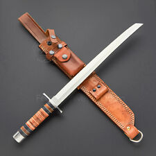 Rare Custom Handmade Deimos Combat Short Tanto Sword Stacked Leather Handle picture