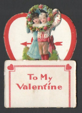 Tiny Vintage Fold Open to Stand GERMANY Valentine's Day Card   To My Valentine picture