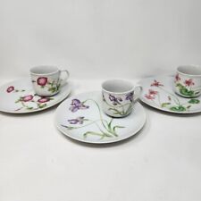 Vtg Mogi Floral Porcelain  Cup Set with Snack Luncheon Dessert Plates set 3  K1 picture