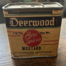 Antique Deerwood Mustard Spice Tin 1 1/2 oz UBC Distributors picture